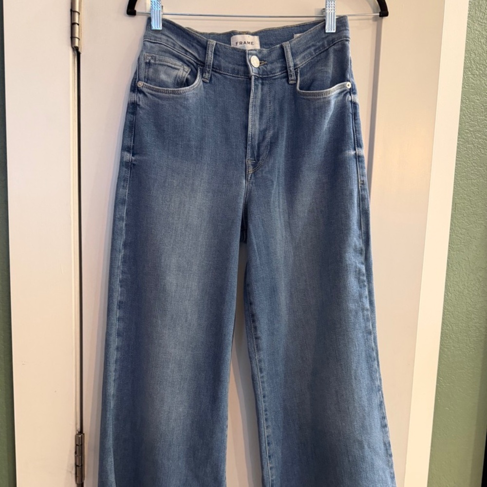 Frame Jeans Palazzo Crop Cut with Raw Edge